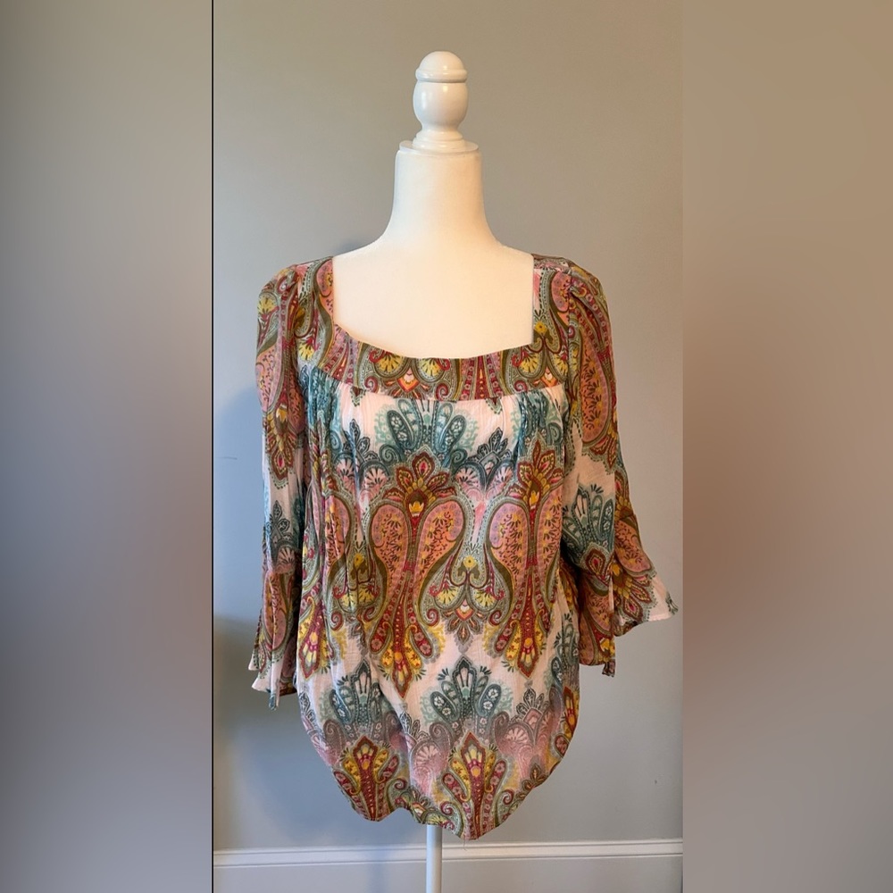 Square Neck Long Sleeve Top | Sharagano